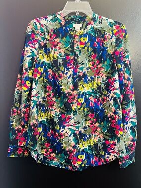 J. Crew Multicolor Floral Button-Front Blouse